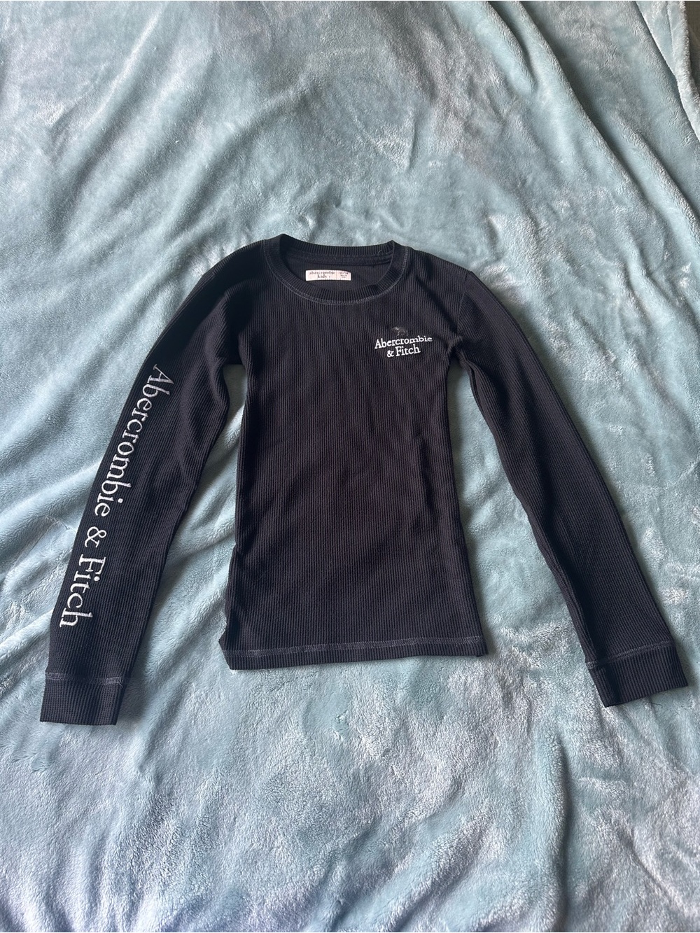 Abercrombie & Fitch Kid's Black Waffle Knit Long Sleeve Shirt